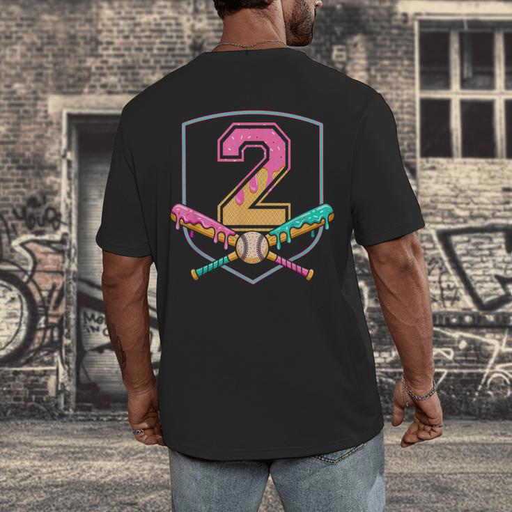 2nd Birthday Baseball Bat Ice-Cream Drip 2yrs Old Boys Kids Men's Back Print T-Shirt 2nd Birthday Baseball Bat Ice-Cream Drip 2yrs Old Boys Kids Men's Back Print T-Shirt