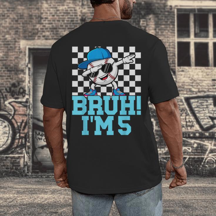 5th Birthday Dabbing Baseball Boys Bruh I'm 5 Year Old Men's Back Print T-Shirt