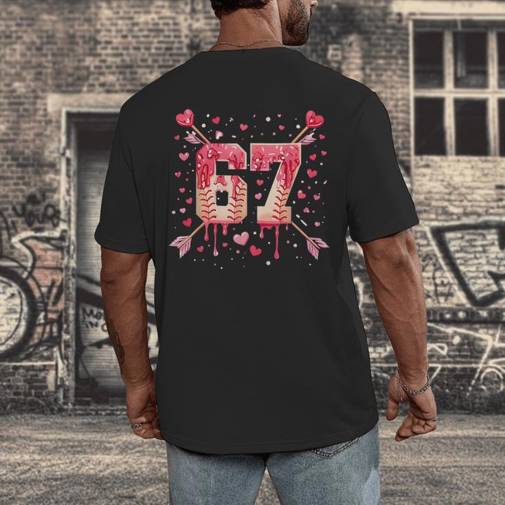 6 7 Melting Number Arrow Baseball Drip Valentine's Day Men's Back Print T-Shirt