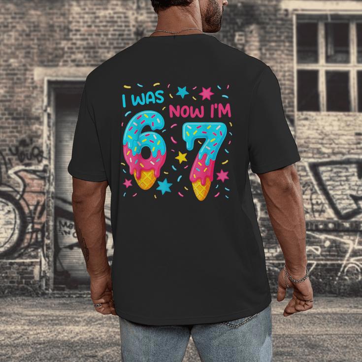 I Was 6 Now I'm 7 67 Birthday Baseball Drip 7 Year Old Men's Back Print T-Shirt I Was 6 Now I'm 7 67 Birthday Baseball Drip 7 Year Old Men's Back Print T-Shirt