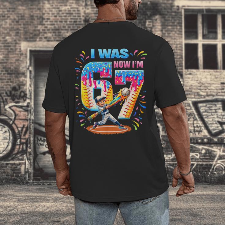 I Was 6 Now I'm 7 Baseball Birthday Boy For Teens Kids Men's Back Print T-Shirt