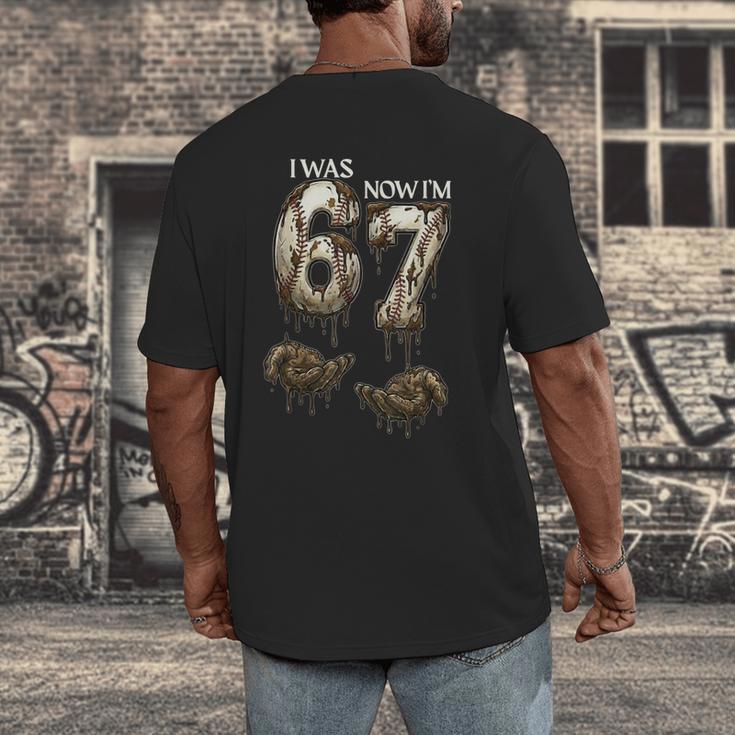 I Was 6 Now I'm 7 Baseball 6 7 Birthday Boys Girls Men's Back Print T-Shirt I Was 6 Now I'm 7 Baseball 6 7 Birthday Boys Girls Men's Back Print T-Shirt