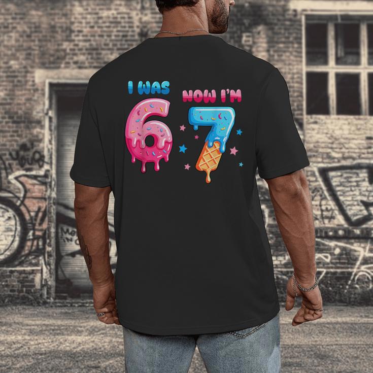 I Was 6 Now I'm 7 Birthday Baseball Drip For Boys Kid Men's Back Print T-Shirt I Was 6 Now I'm 7 Birthday Baseball Drip For Boys Kid Men's Back Print T-Shirt