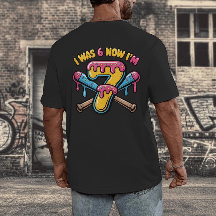 I Was 6 Now I'm 7 Dripping Ice Cream Baseball 67 Drip Men's Back Print T-Shirt