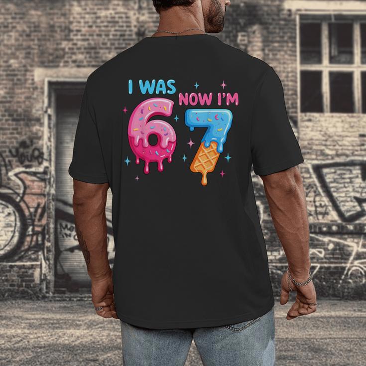I Was 6 Now I'm 7 Meme Six Seven Baseball 7th Birthday Men's Back Print T-Shirt I Was 6 Now I'm 7 Meme Six Seven Baseball 7th Birthday Men's Back Print T-Shirt