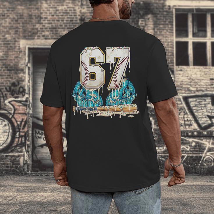 67 Baseball Drip Boys Youth Kids 6-7 Ice Cream Dripping 6 7 Men's Back Print T-Shirt