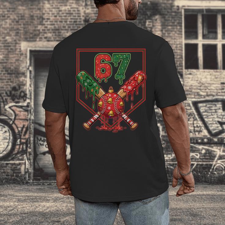 67 Baseball Drip Christmas Meme Six Seven Gen Alpha Slang Men's Back Print T-Shirt