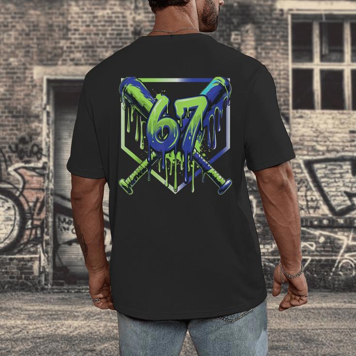 67 Baseball Drip Effect Urban Tee Style 6-7 Meme Graphic Men's Back Print T-Shirt