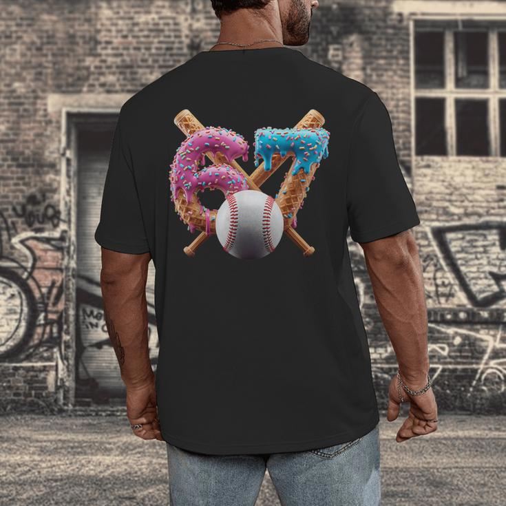 67 Baseball Ice Cream Drip Kids Youth Men's Back Print T-Shirt