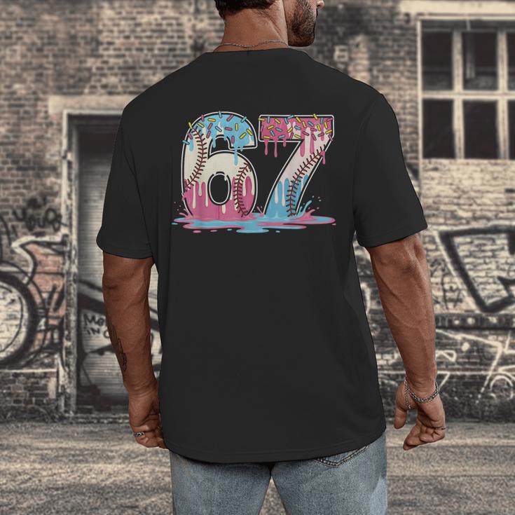 67 Baseball Ice Cream Drip Meme Six Seven Gen Alpha Men's Back Print T-Shirt 67 Baseball Ice Cream Drip Meme Six Seven Gen Alpha Men's Back Print T-Shirt
