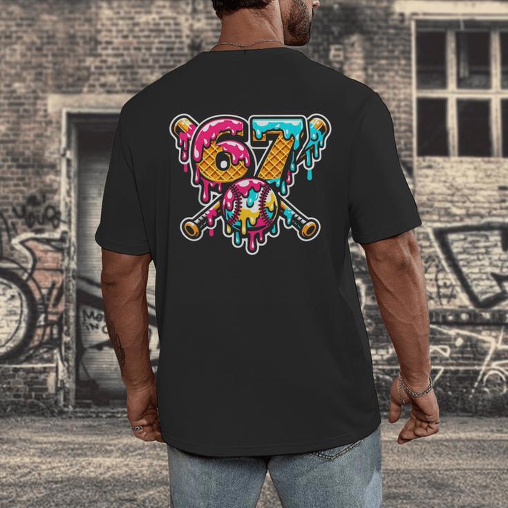 67 Baseball Ice Cream Drip Number Men's Back Print T-Shirt