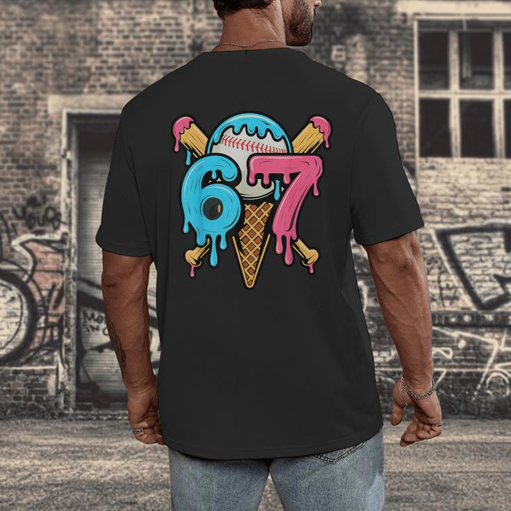 67 Baseball Ice Cream Drip Player Men's Back Print T-Shirt 67 Baseball Ice Cream Drip Player Men's Back Print T-Shirt