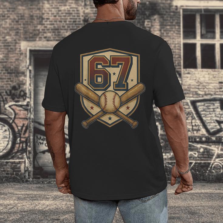 67 Baseball Meme Vintage Sports Crest Retro 67 Player Men's Back Print T-Shirt 67 Baseball Meme Vintage Sports Crest Retro 67 Player Men's Back Print T-Shirt