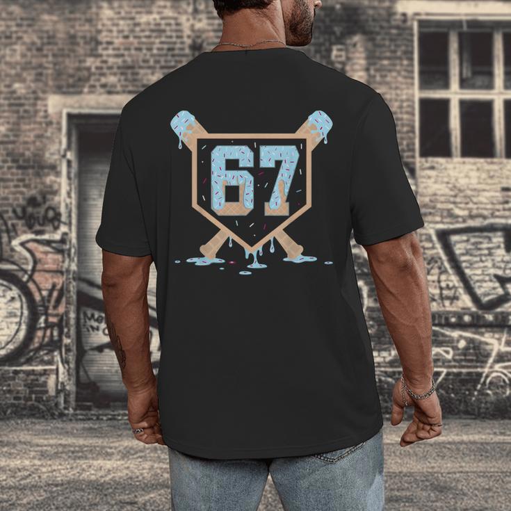 67 Ice Cream Drip Baseball Meme Six Seven Gen Alpha Men's Back Print T-Shirt 67 Ice Cream Drip Baseball Meme Six Seven Gen Alpha Men's Back Print T-Shirt