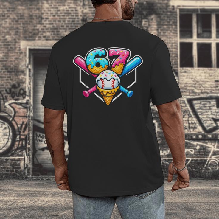 67 Ice Cream Drip Baseball Meme Six Seven Gen Alpha Slang Men's Back Print T-Shirt 67 Ice Cream Drip Baseball Meme Six Seven Gen Alpha Slang Men's Back Print T-Shirt