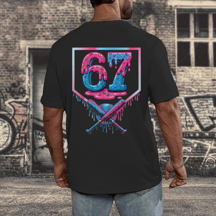 67 Six Seven Baseball Ice Cream Drip Cool Meme 67 Men's Back Print T-Shirt