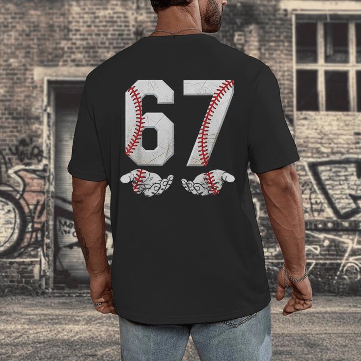 67 Six Seven Number 6 7 Meme Baseball Six Seven For Boys Men Men's Back Print T-Shirt 67 Six Seven Number 6 7 Meme Baseball Six Seven For Boys Men Men's Back Print T-Shirt