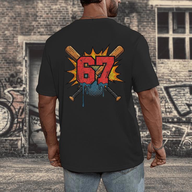 67 Sports Meme – Baseball Bats Number 6 7 Men's Back Print T-Shirt