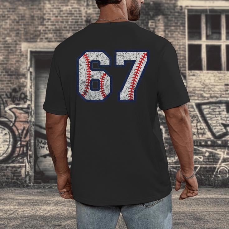 67 Sports Meme – Baseball Number 6 7 Men's Back Print T-Shirt