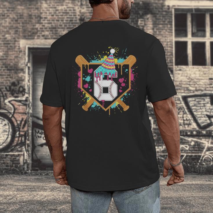6th Birthday Baseball Drip Number 6 Year Old Birthday Boy Men's Back Print T-Shirt 6th Birthday Baseball Drip Number 6 Year Old Birthday Boy Men's Back Print T-Shirt