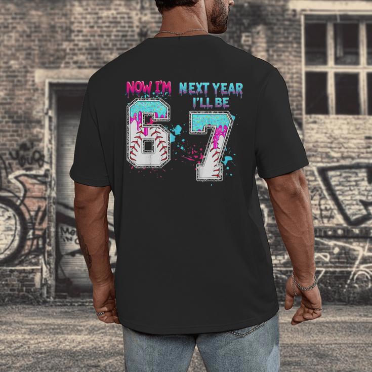 6th Birthday Now I'm 6 Next Year I'Ll Be 7 Baseball Drip 67 Men's Back Print T-Shirt 6th Birthday Now I'm 6 Next Year I'Ll Be 7 Baseball Drip 67 Men's Back Print T-Shirt
