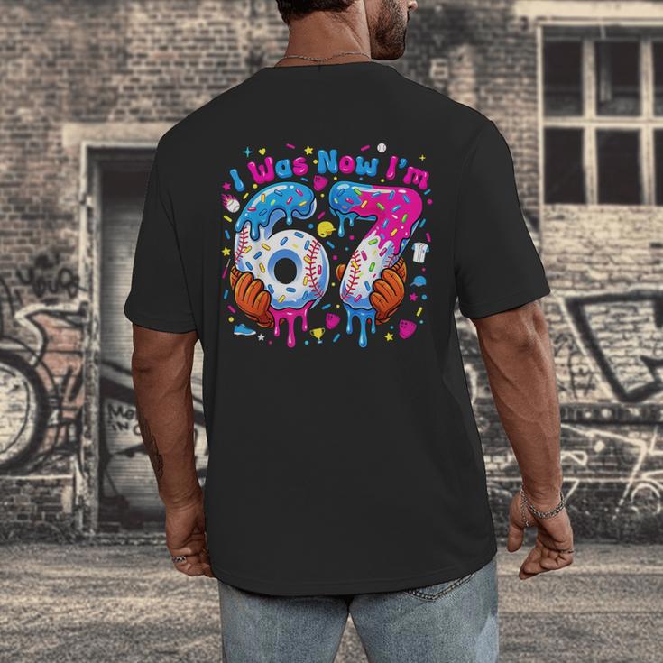 7th Birthday I Was 6 Now I'm 7 Baseball Ice Cream Drip Men's Back Print T-Shirt