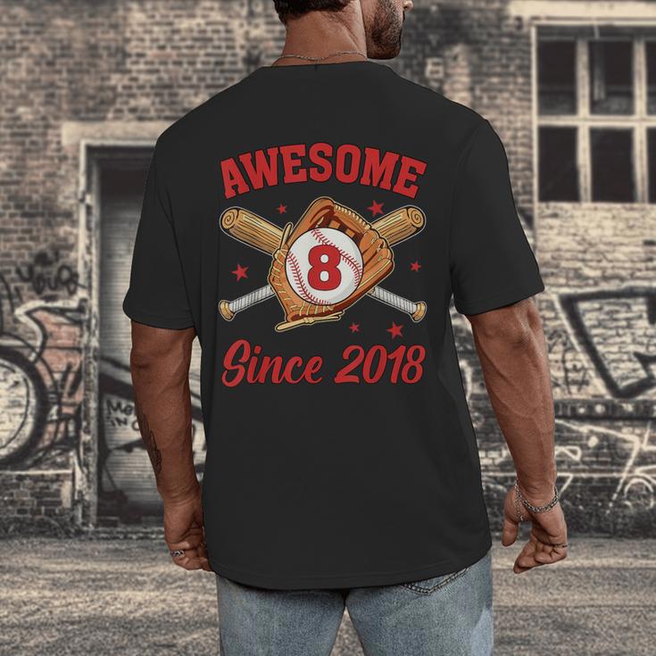 8 Year Old Boys Awesome Since 2018 Baseball Birthday Men's Back Print T-Shirt 8 Year Old Boys Awesome Since 2018 Baseball Birthday Men's Back Print T-Shirt