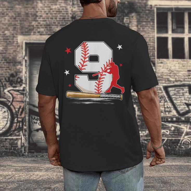 9 Years Old Baseball Birthday Boy 9th Bday Party Men's Back Print T-Shirt 9 Years Old Baseball Birthday Boy 9th Bday Party Men's Back Print T-Shirt