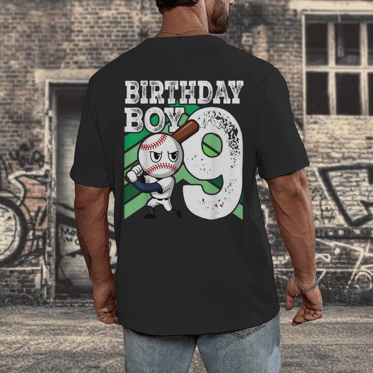 9th Birthday Baseball Birthday Party 9th Birthday Boy Men's Back Print T-Shirt 9th Birthday Baseball Birthday Party 9th Birthday Boy Men's Back Print T-Shirt