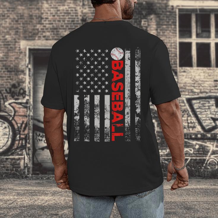 American Flag Baseball Team Baseball Player Baseball Men's Back Print T-Shirt