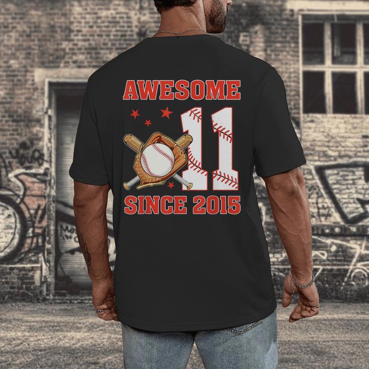Awesome Since 2015 11 Year Old Boys Bday Baseball Theme Men's Back Print T-Shirt