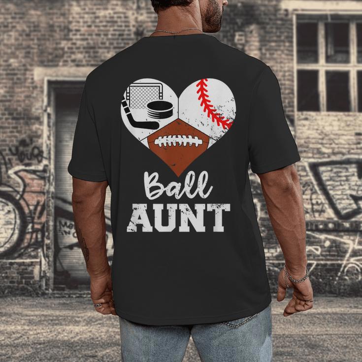 Ball Aunt Heart Football Baseball Hockey Game Day Men's Back Print T-Shirt Ball Aunt Heart Football Baseball Hockey Game Day Men's Back Print T-Shirt