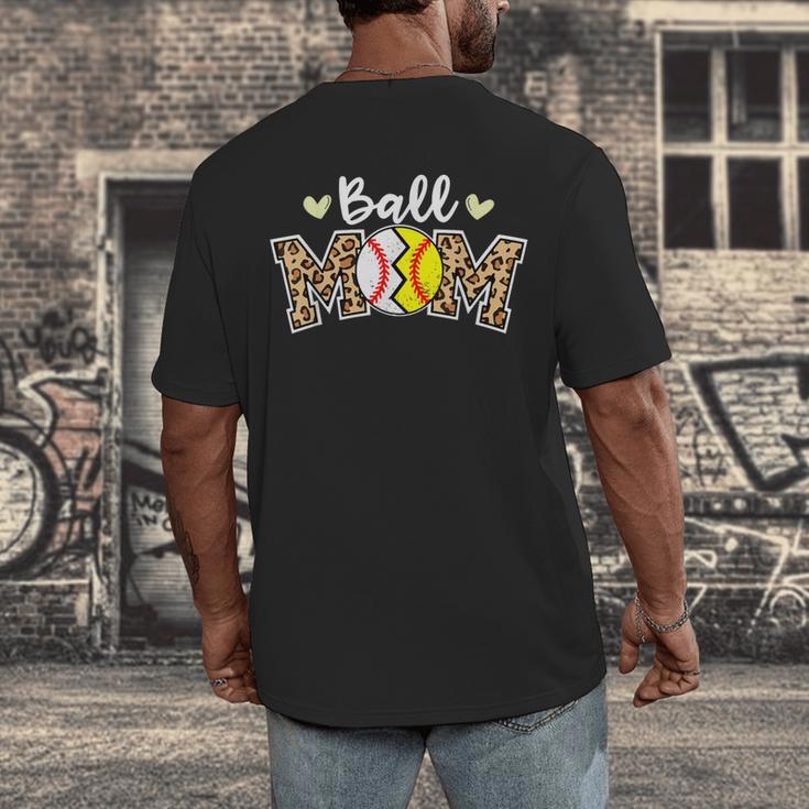 Ball Mom Leopard Baseball Softball Player Mom Men's Back Print T-Shirt Ball Mom Leopard Baseball Softball Player Mom Men's Back Print T-Shirt