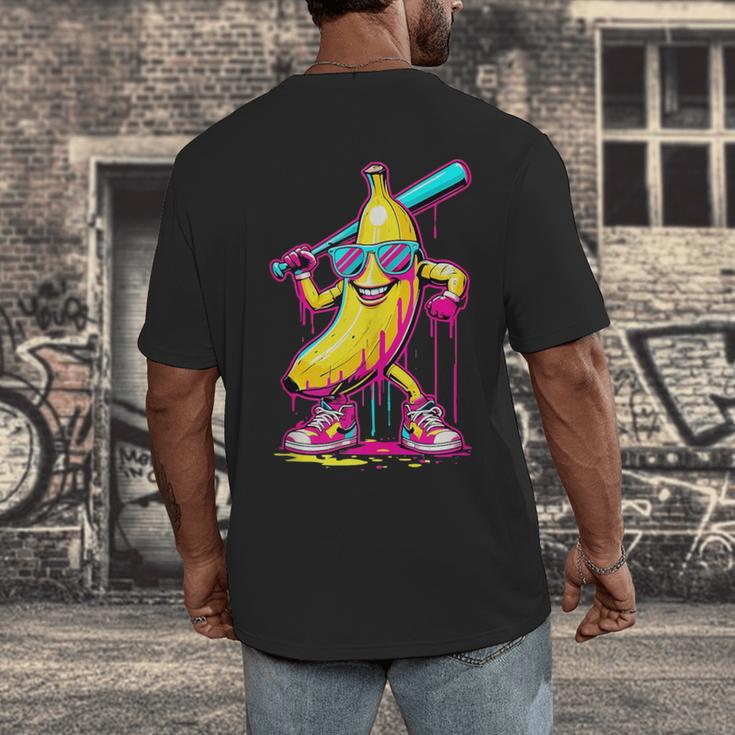 Banana With Baseball Bat Street Baseball Drip Men's Back Print T-Shirt