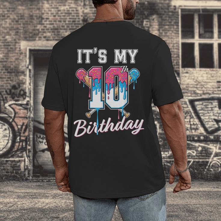 Baseball 10 Year Old Ice Cream Drip 10th Birthday Boys Men's Back Print T-Shirt Baseball 10 Year Old Ice Cream Drip 10th Birthday Boys Men's Back Print T-Shirt