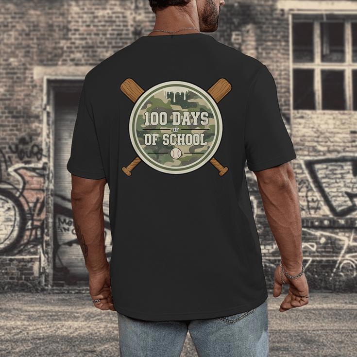 Baseball 100th Day Of School Camouflage Men's Back Print T-Shirt