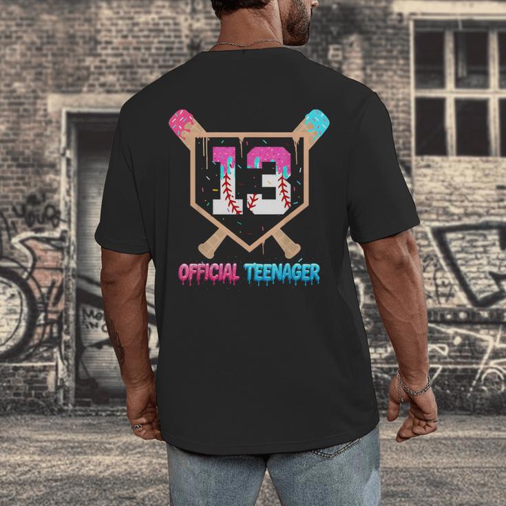 Baseball 13 Year Ice Cream Drip 13th Bday Official Teenager Men's Back Print T-Shirt Baseball 13 Year Ice Cream Drip 13th Bday Official Teenager Men's Back Print T-Shirt