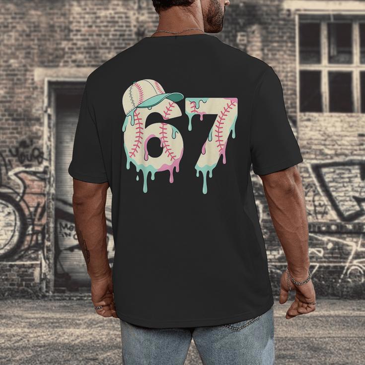 Baseball 67 Drip Six Seven Baseball Dripping Boys Kids Men's Back Print T-Shirt
