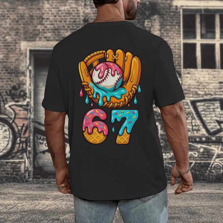 Baseball 67 Ice Cream Drip 67 Six Seven Meme 67th Birthday Men's Back Print T-Shirt