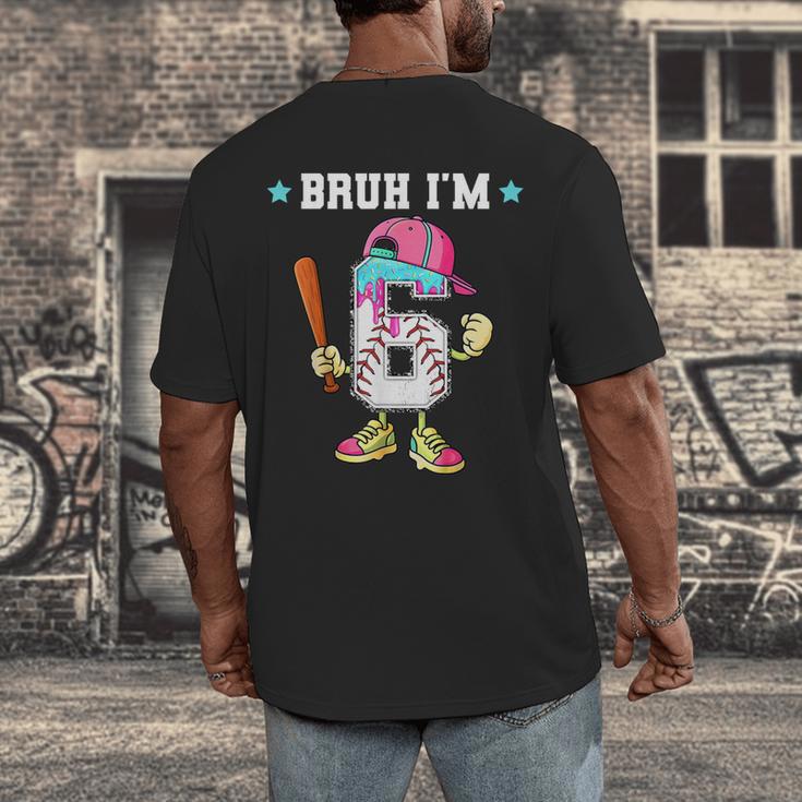 Baseball 6th Birthday Boy Ice Cream Drip Bruh I'm 6 Year Old Men's Back Print T-Shirt Baseball 6th Birthday Boy Ice Cream Drip Bruh I'm 6 Year Old Men's Back Print T-Shirt