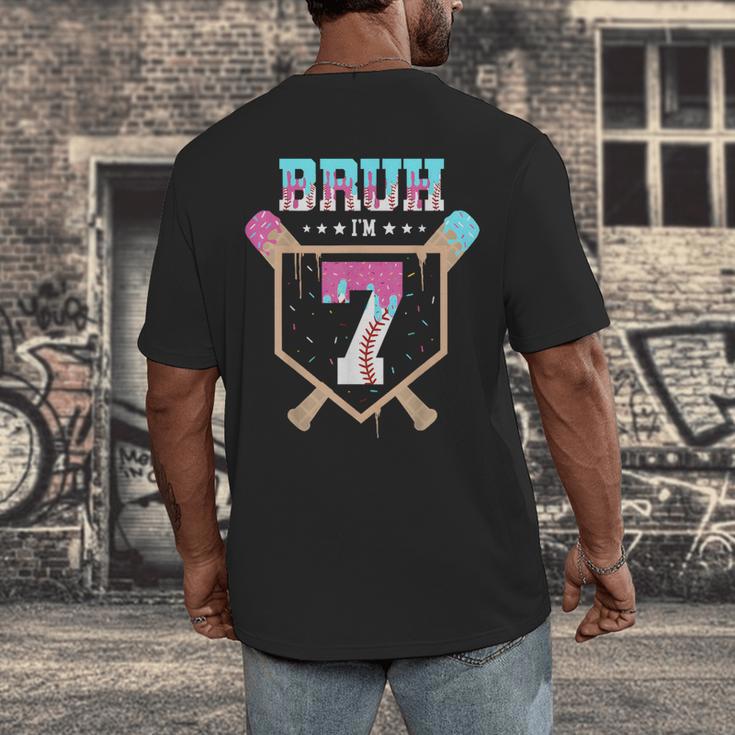 Baseball 7 Year Old Ice Cream Drip 7th Birthday Boys Player Men's Back Print T-Shirt Baseball 7 Year Old Ice Cream Drip 7th Birthday Boys Player Men's Back Print T-Shirt