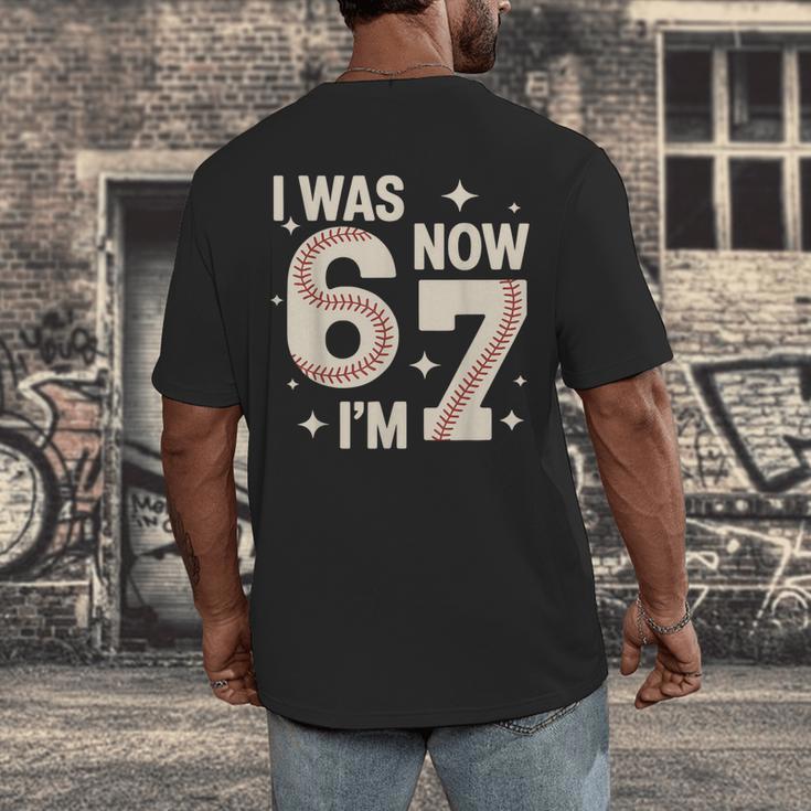 Baseball 7th Birthday 6 7 Years Old I Was 6 Now I'm 7 Men's Back Print T-Shirt Baseball 7th Birthday 6 7 Years Old I Was 6 Now I'm 7 Men's Back Print T-Shirt