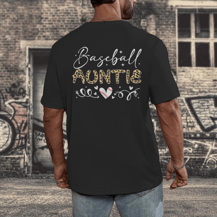 Baseball Auntie Leopard Baseball Heart Men's Back Print T-Shirt