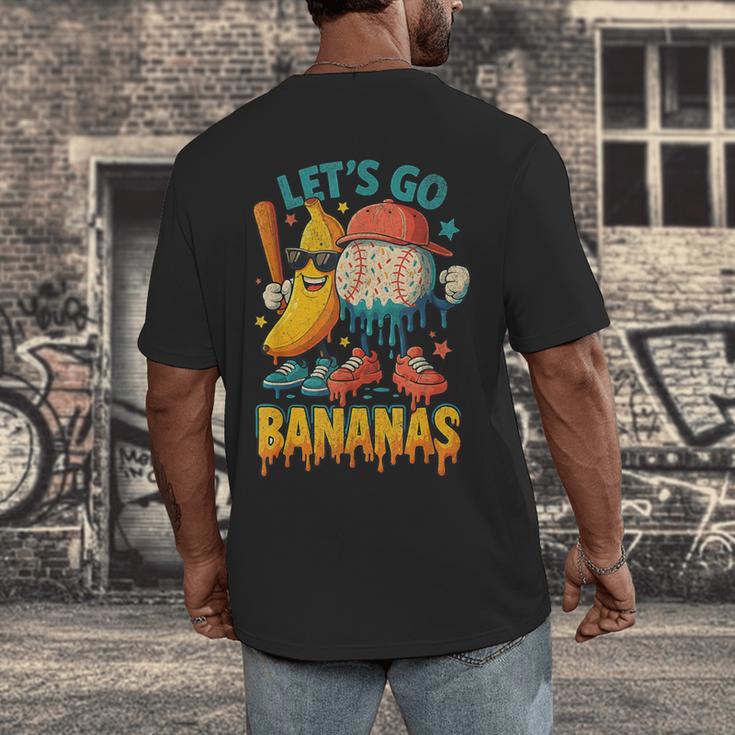 Baseball Banana Sports Drip Art For Kids Men's Back Print T-Shirt Baseball Banana Sports Drip Art For Kids Men's Back Print T-Shirt