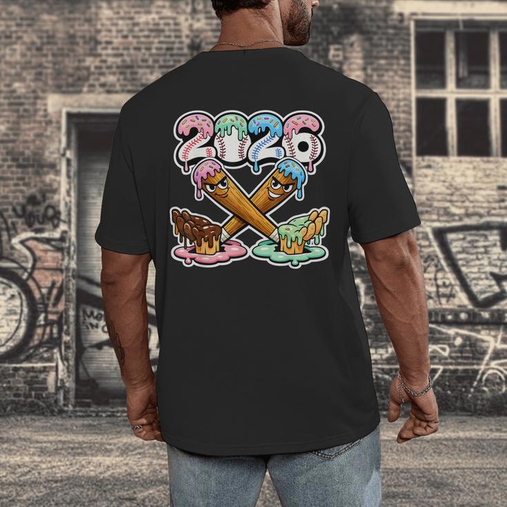 Baseball Bat 2026 Hands Drip Boys Ice Cream Dripping Youth Men's Back Print T-Shirt Baseball Bat 2026 Hands Drip Boys Ice Cream Dripping Youth Men's Back Print T-Shirt