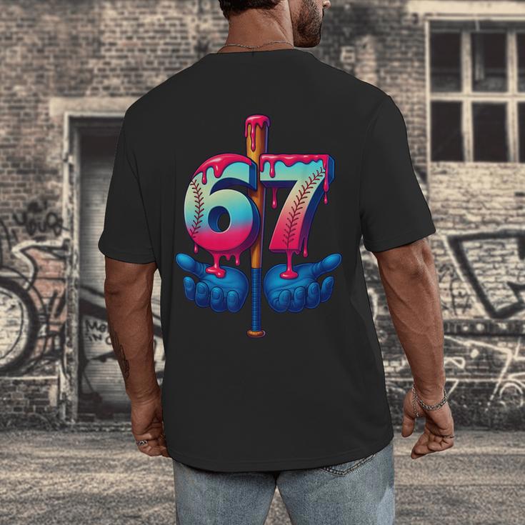 Baseball Bat Hands Drip 67 Six Seven Gen Alpha Slang Meme Men's Back Print T-Shirt