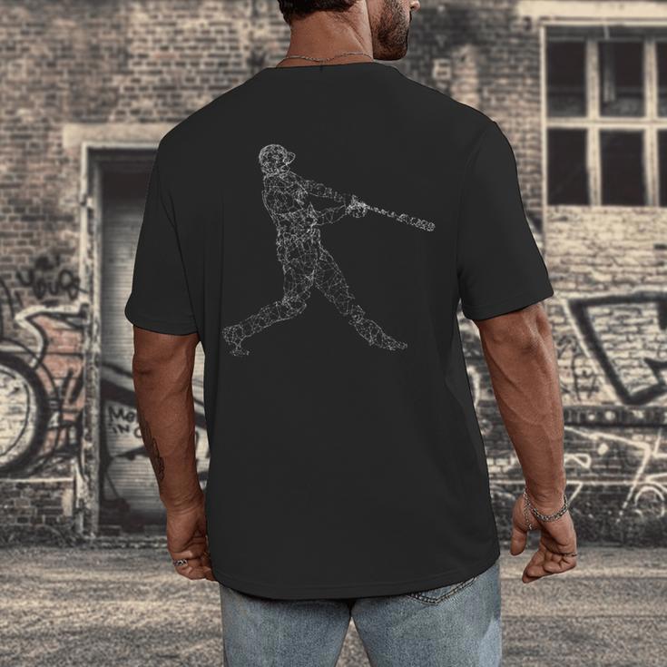 Baseball Batter Line Abstract Geometry Team Player Family Men's Back Print T-Shirt