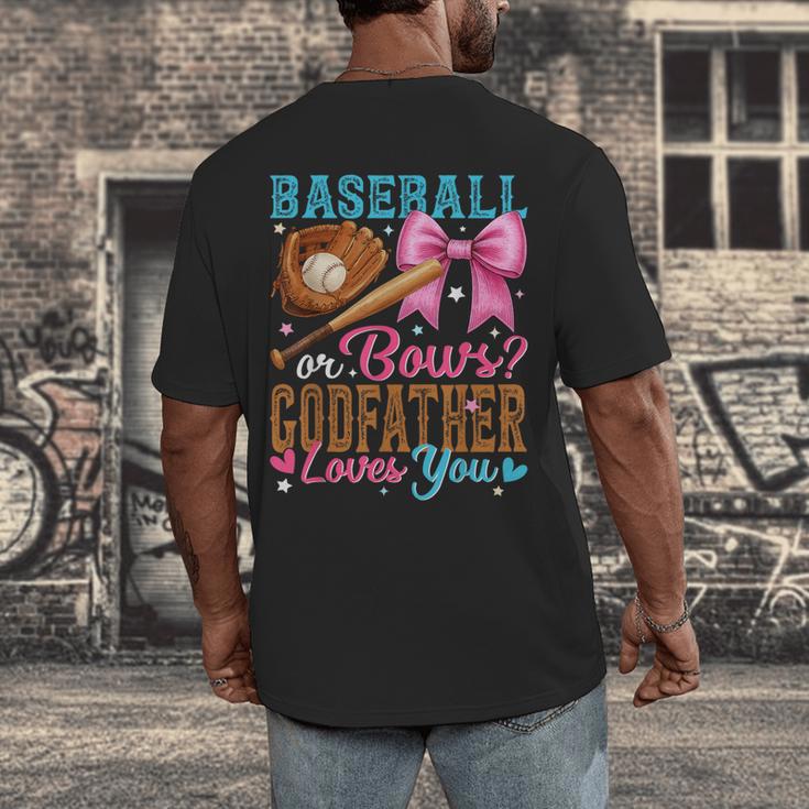 Baseball Or Bows Godfather Loves You Gender Reveal Men's Back Print T-Shirt