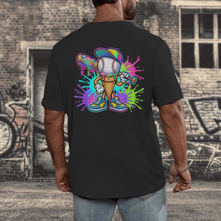 Baseball Boys Clothes For Boys Ice Cream Drip Baseball Stuff Men's Back Print T-Shirt Baseball Boys Clothes For Boys Ice Cream Drip Baseball Stuff Men's Back Print T-Shirt