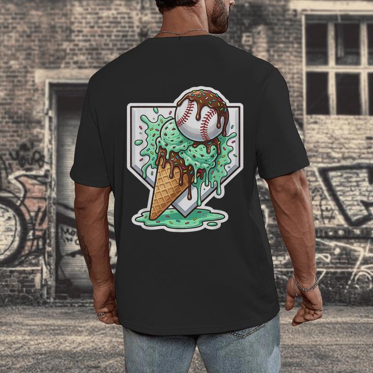 Baseball Boys Ice Cream Drip Baseball Boys Youth Mint Choco Men's Back Print T-Shirt Baseball Boys Ice Cream Drip Baseball Boys Youth Mint Choco Men's Back Print T-Shirt